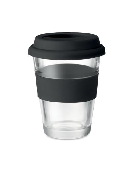 Vaso de cristal Liverpool con tapa y banda de silicona sin BPA 350ml PERSONALIZABLE