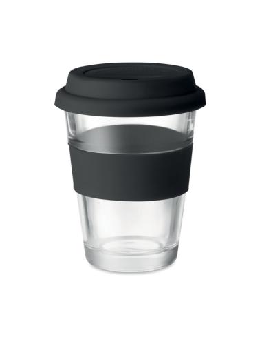 Vaso de cristal Liverpool con tapa y banda de silicona sin BPA 350ml PERSONALIZABLE