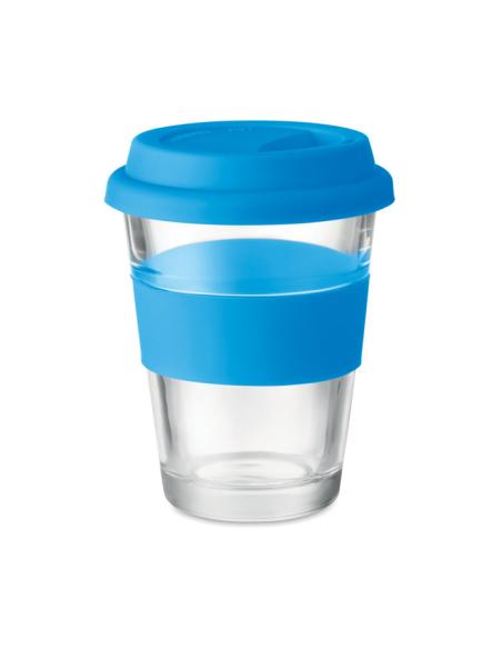 Vaso de cristal Liverpool con tapa y banda de silicona sin BPA 350ml PERSONALIZABLE