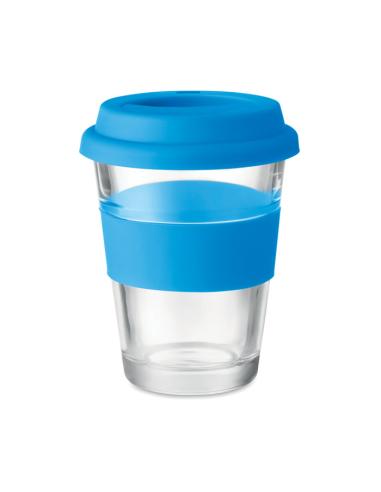 Vaso de cristal Liverpool con tapa y banda de silicona sin BPA 350ml PERSONALIZABLE