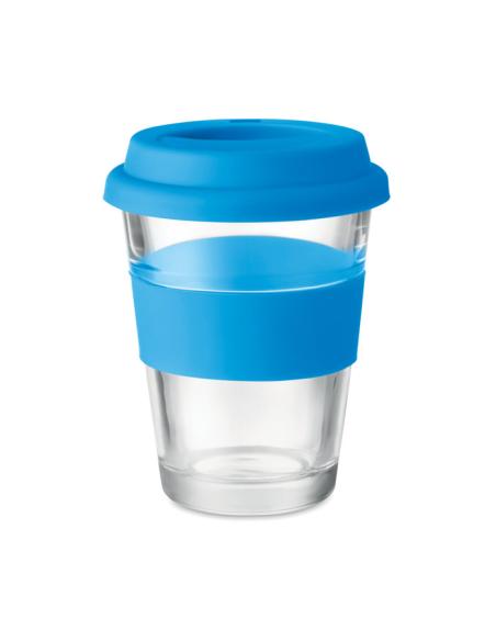 Vaso de cristal Liverpool con tapa y banda de silicona sin BPA 350ml PERSONALIZABLE