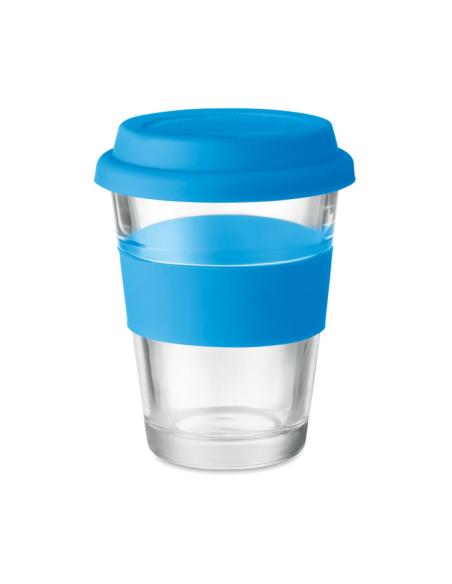 Vaso de cristal Liverpool con tapa y banda de silicona sin BPA 350ml PERSONALIZABLE