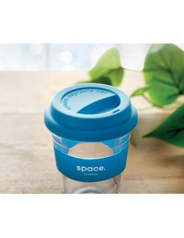 Vaso de cristal Liverpool con tapa y banda de silicona sin BPA 350ml PERSONALIZABLE