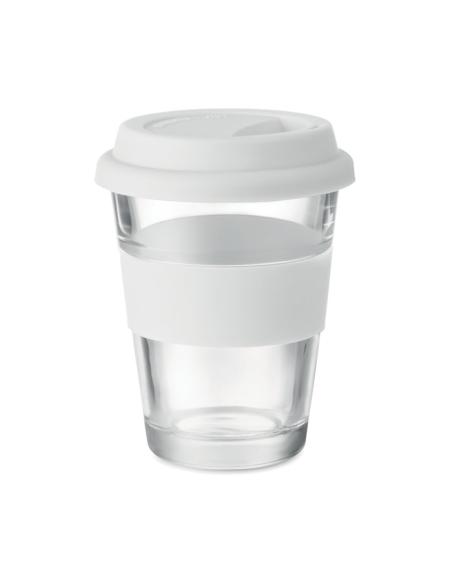 Vaso de cristal Liverpool con tapa y banda de silicona sin BPA 350ml PERSONALIZABLE
