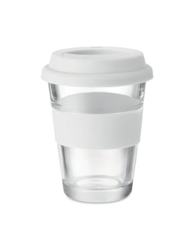 Vaso de cristal Liverpool con tapa y banda de silicona sin BPA 350ml PERSONALIZABLE