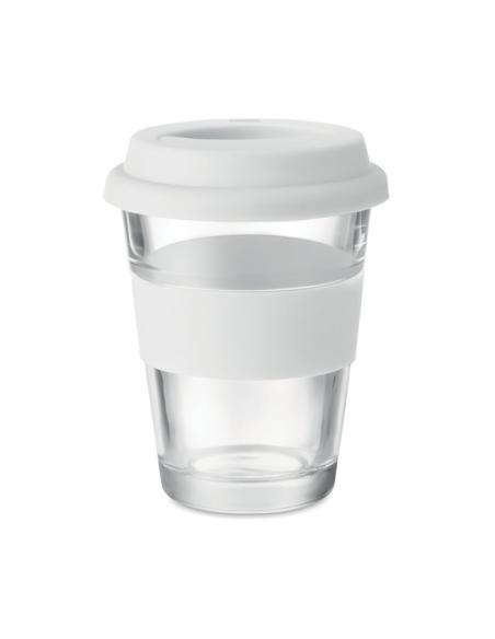 Vaso de cristal Liverpool con tapa y banda de silicona sin BPA 350ml PERSONALIZABLE