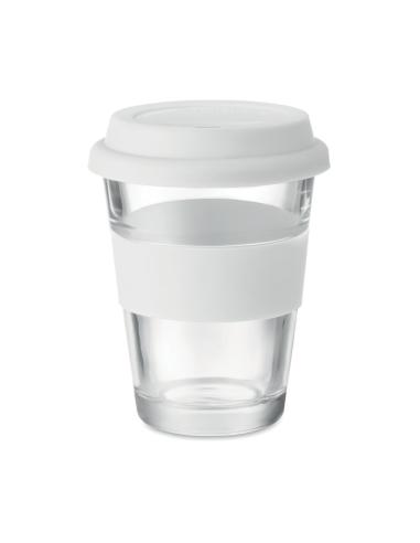 Vaso de cristal Liverpool con tapa y banda de silicona sin BPA 350ml PERSONALIZABLE