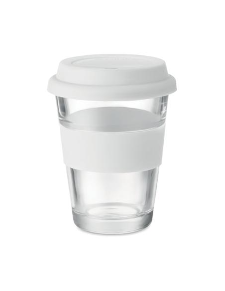 Vaso de cristal Liverpool con tapa y banda de silicona sin BPA 350ml PERSONALIZABLE