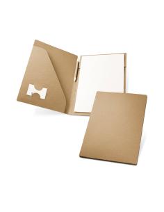 Carpeta porta documentos A4 de cartón Solingen con bloc y bolígrafo PERSONALIZABLE