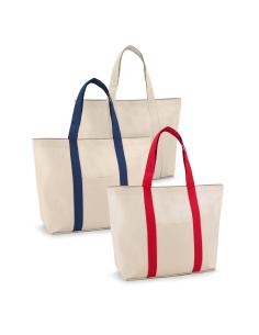 Bolsa de lona de algodón 280g/m2 Cairo con asas en color y bolsillos PERSONALIZABLE