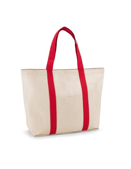 Bolsa de lona de algodón 280g/m2 Cairo con asas en color y bolsillos PERSONALIZABLE