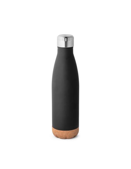 Botella agua de acero inoxidable Lagos doble capa con base de corcho sin BPA 560ml PERSONALIZABLE
