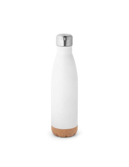 Botella agua de acero inoxidable Lagos doble capa con base de corcho sin BPA 560ml PERSONALIZABLE