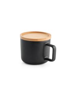 Taza cerámica Dubrovnik con base y tapa de bambú 250ml PERSONALIZABLE 2