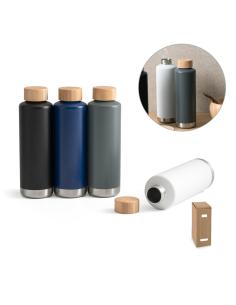 Botella agua de acero inoxidable Bulgaria doble capa con tapa de bambú sin BPA 640ml PERSONALIZABLE
