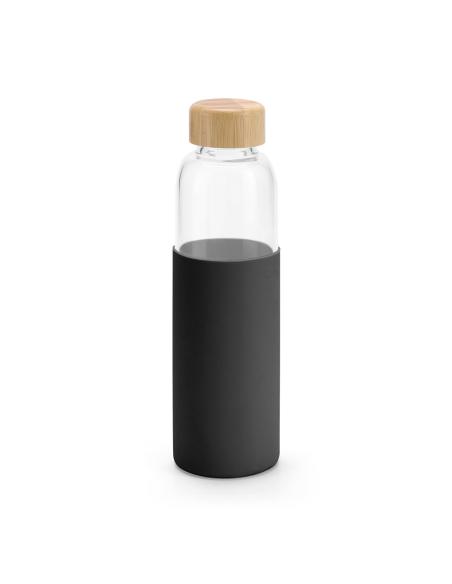 Botella de cristal Taipei con tapa de bambú y funda silicona sin BPA 600ml PERSONALIZABLE