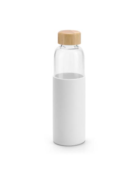 Botella de cristal Taipei con tapa de bambú y funda silicona sin BPA 600ml PERSONALIZABLE