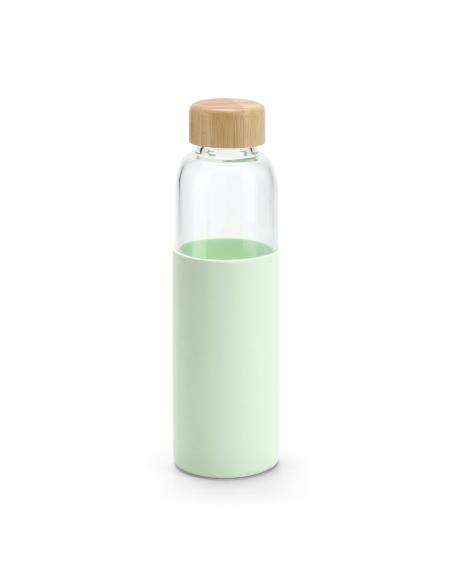 Botella de cristal Taipei con tapa de bambú y funda silicona sin BPA 600ml PERSONALIZABLE