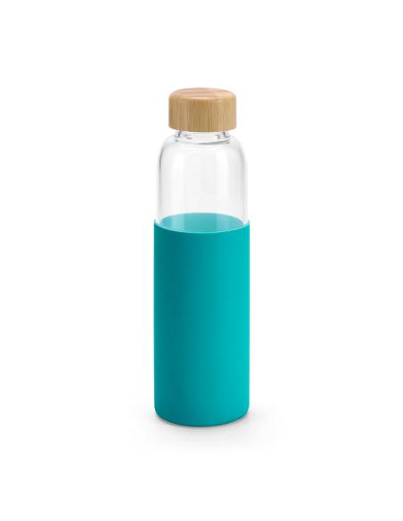 Botella de cristal Taipei con tapa de bambú y funda silicona sin BPA 600ml PERSONALIZABLE
