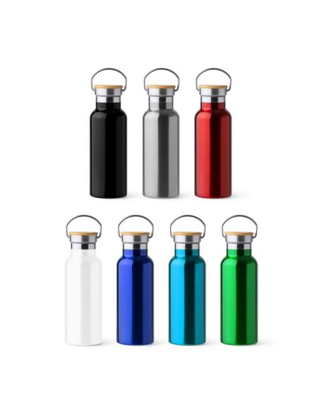 Botella agua de acero inoxidable Tazacorte doble capa tapa bambú 500ml PERSONALIZABLE