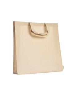 Bolsa de tela Puntagorda algodón orgánico 120g/m2 natur con fuelle y asas cortas PERSONALIZABLE