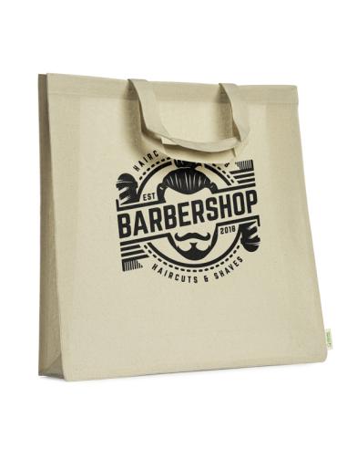 Bolsa de tela Puntagorda algodón orgánico 120g/m2 natur con fuelle y asas cortas PERSONALIZABLE