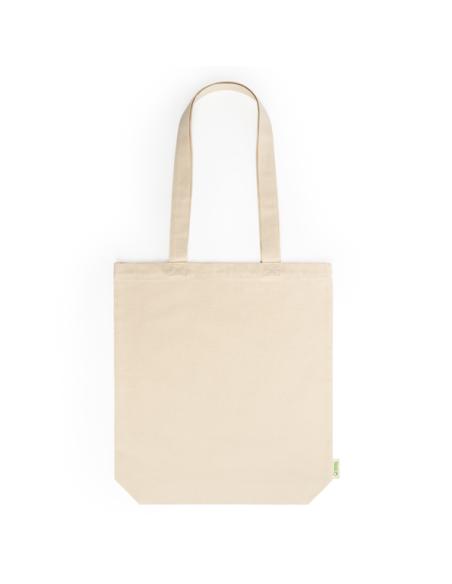Bolsa de tela Tejeda algodón orgánico 280g/m2 beige asas largas y fuelle PERSONALIZABLE