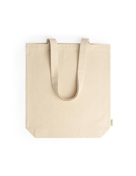 Bolsa de tela Tejeda algodón orgánico 280g/m2 beige asas largas y fuelle PERSONALIZABLE
