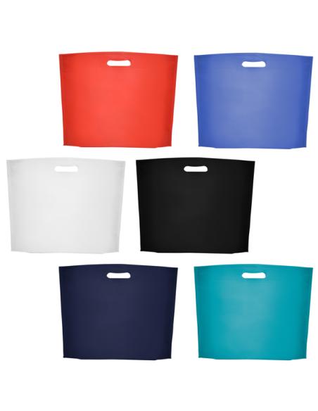 Bolsa de non-woven Taco 80g/m2 asas troqueladas y fuelle en la base colores PERSONALIZABLE