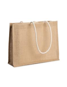 Bolsa de yute Acentejo con fuelle y asas largas tipo cordón PERSONALIZABLE
