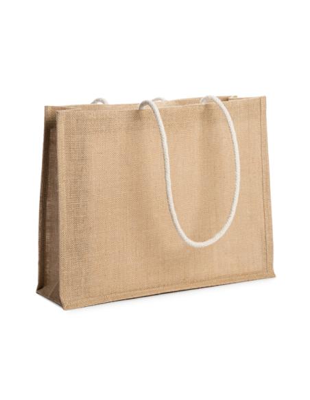 Bolsa de yute Acentejo con fuelle y asas largas tipo cordón PERSONALIZABLE