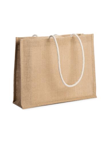 Bolsa de yute Acentejo con fuelle y asas largas tipo cordón PERSONALIZABLE