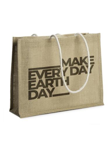 Bolsa de yute Acentejo con fuelle y asas largas tipo cordón PERSONALIZABLE