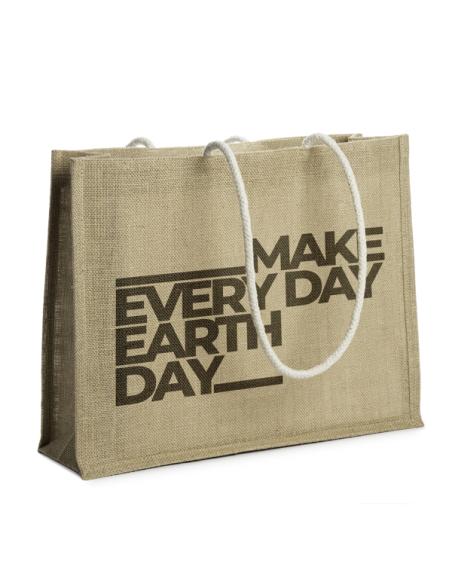 Bolsa de yute Acentejo con fuelle y asas largas tipo cordón PERSONALIZABLE
