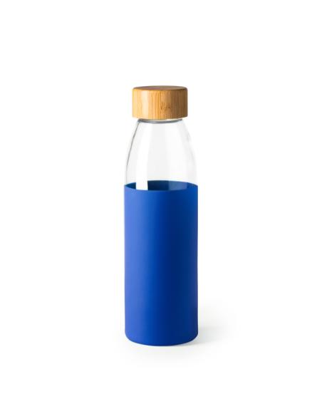 Botella de cristal Guaza con tapa de bambú y funda de silicona sin BPA 500ml PERSONALIZABLE