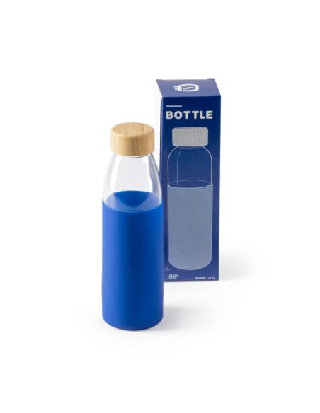 Botella de cristal Guaza con tapa de bambú y funda de silicona sin BPA 500ml PERSONALIZABLE