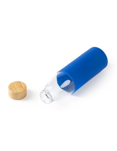 Botella de cristal Guaza con tapa de bambú y funda de silicona sin BPA 500ml PERSONALIZABLE