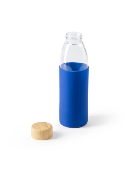 Botella de cristal Guaza con tapa de bambú y funda de silicona sin BPA 500ml PERSONALIZABLE