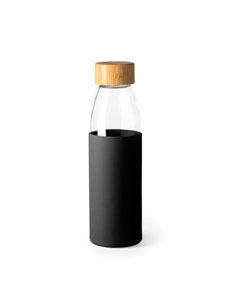Botella de cristal Guaza con tapa de bambú y funda de silicona sin BPA 500ml PERSONALIZABLE