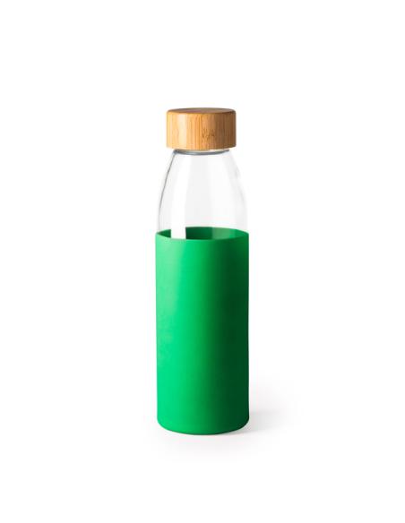 Botella de cristal Guaza con tapa de bambú y funda de silicona sin BPA 500ml PERSONALIZABLE