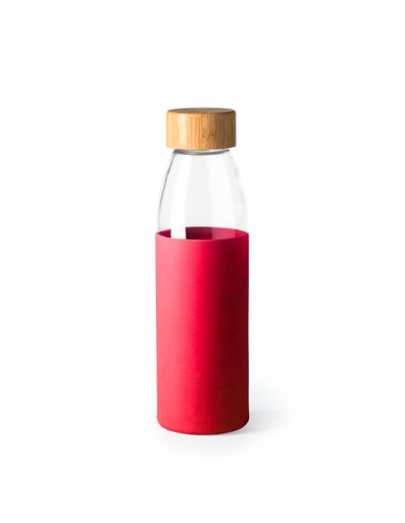 Botella de cristal Guaza con tapa de bambú y funda de silicona sin BPA 500ml PERSONALIZABLE