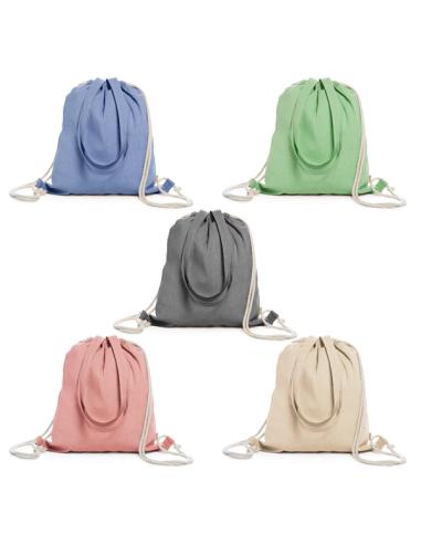 Bolsa de tela Teguise algodón reciclado con cuerdas y asas largas 140g/m2 colores PERSONALIZABLE