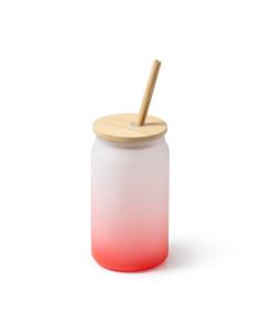 Tarro cocktail de cristal con tapa y pajita de bambú Garachico colores degradados 350ml PERSONALIZABLE 2