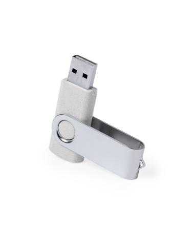 Memoria USB de caña de trigo y metal Whyalla giratoria 16GB PERSONALIZABLE