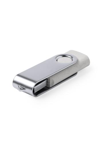 Memoria USB de caña de trigo y metal Whyalla giratoria 16GB PERSONALIZABLE