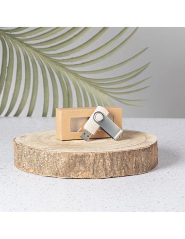 Memoria USB de caña de trigo y metal Whyalla giratoria 16GB PERSONALIZABLE