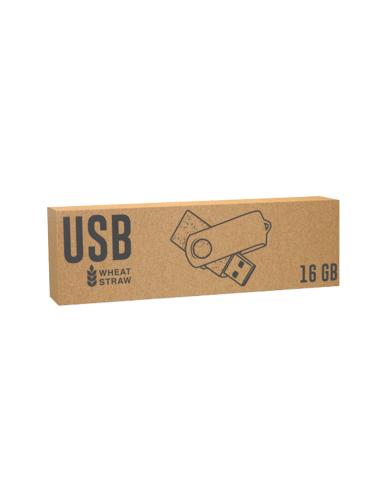 Memoria USB de caña de trigo y metal Whyalla giratoria 16GB PERSONALIZABLE