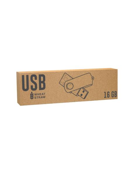 Memoria USB de caña de trigo y metal Whyalla giratoria 16GB PERSONALIZABLE