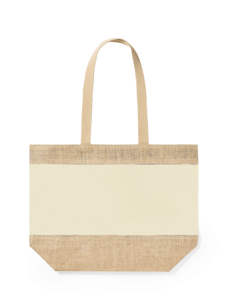 Bolsa Málaga de yute y algodón laminado con asas largas colores PERSONALIZABLE