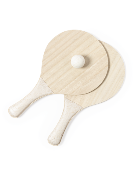Set de 2 palas de playa de madera Bursa con mango reforzado en caña de trigo PERSONALIZABLE